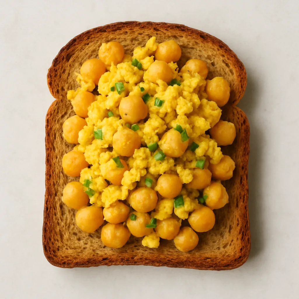 Chickpeas Scrambled On Toast — plant-based or original dish photo