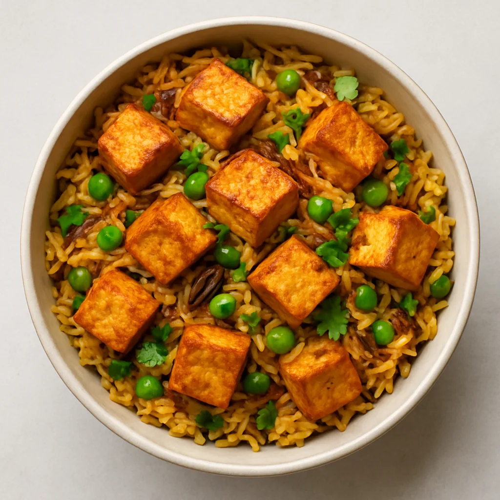 Extra-firm Tofu Biryani — plant-based or original dish photo