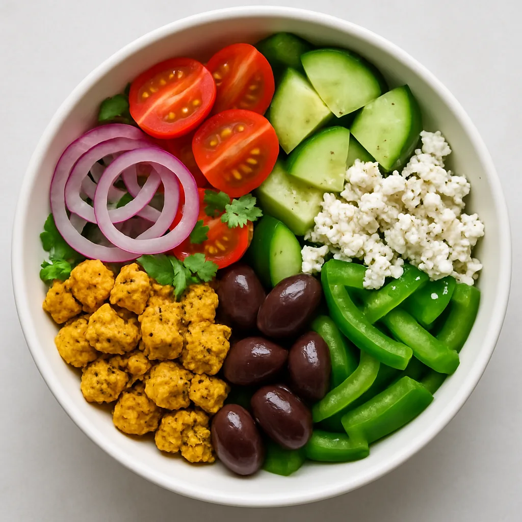 Fortified Vegan Greek Salad — plant-based or original dish photo