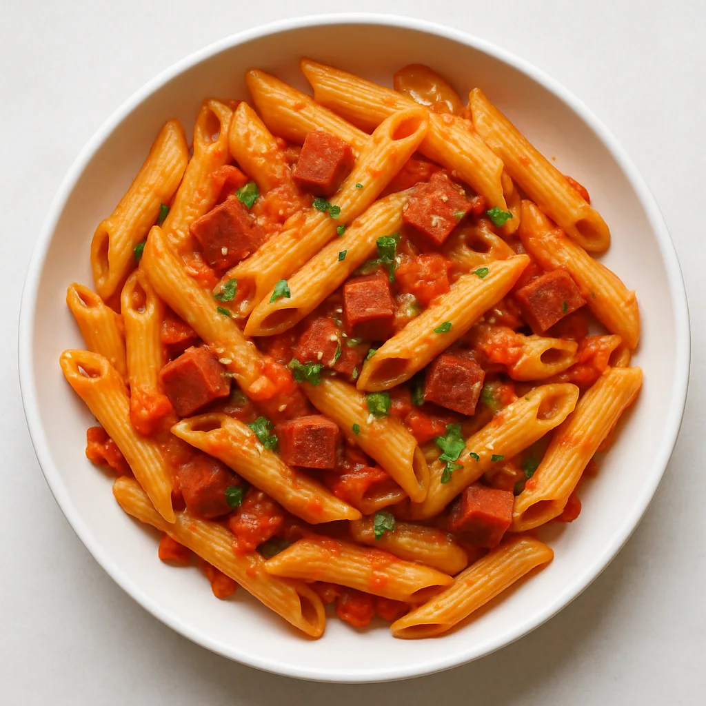 Fortified Vegan Pasta Amatriciana — plant-based or original dish photo