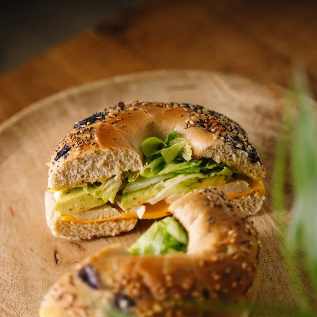 Marinated Firm Tofu And Cream Bagel — plant-based or original dish photo
