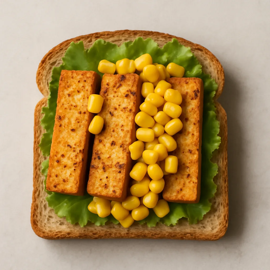 Marinated Firm Tofu Sweetcorn Sandwich — plant-based or original dish photo