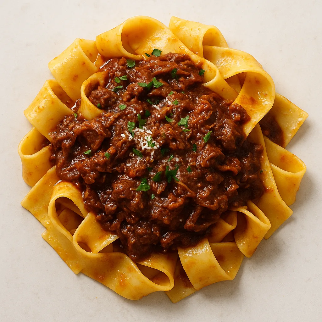 Pappardelle With 8-hour Dexter Shin Ragu — plant-based or original dish photo
