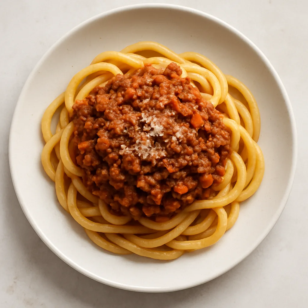 Pici Bolognese — plant-based or original dish photo