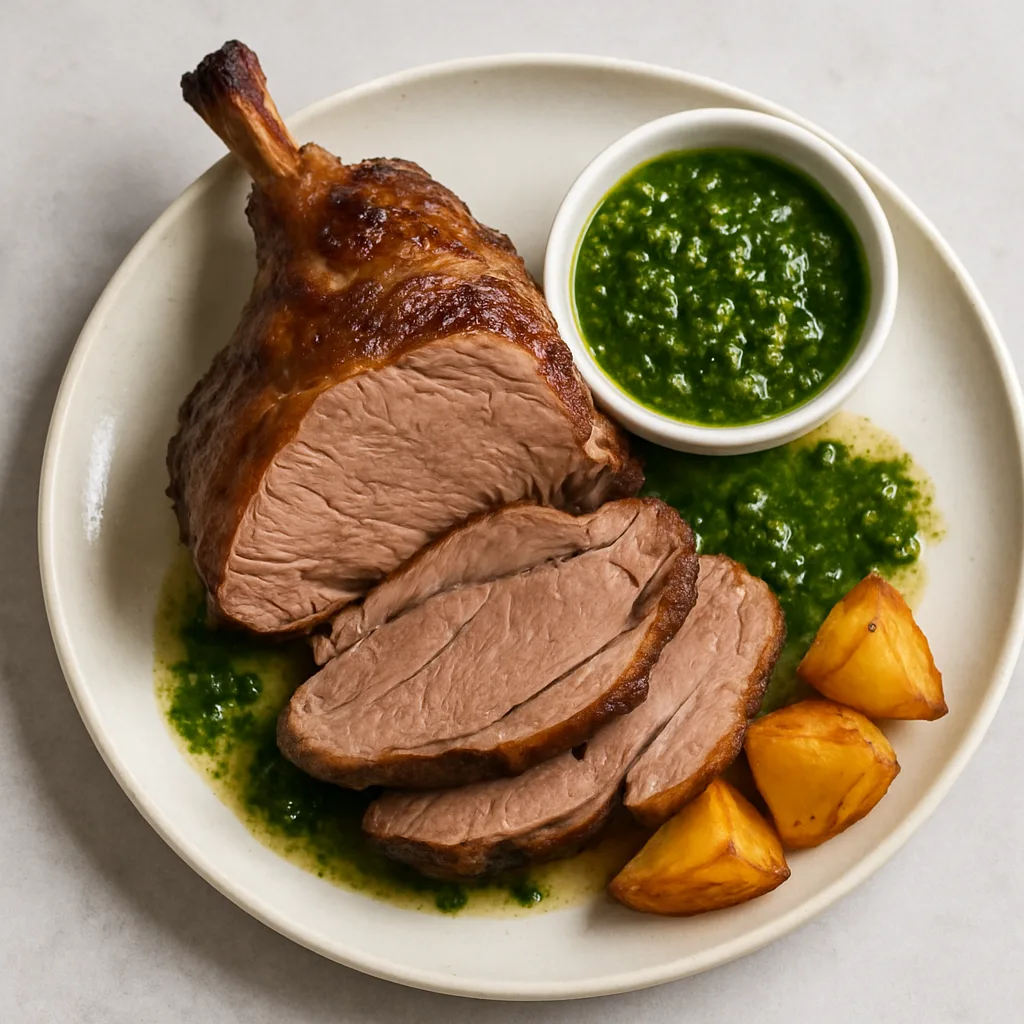 Roast Lamb With Mint Sauce — plant-based or original dish photo