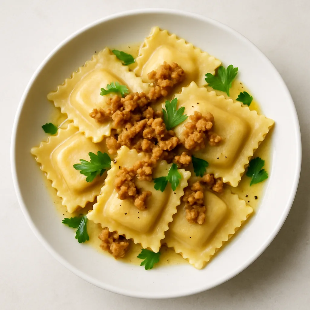 Seitan Ravioli With — plant-based or original dish photo