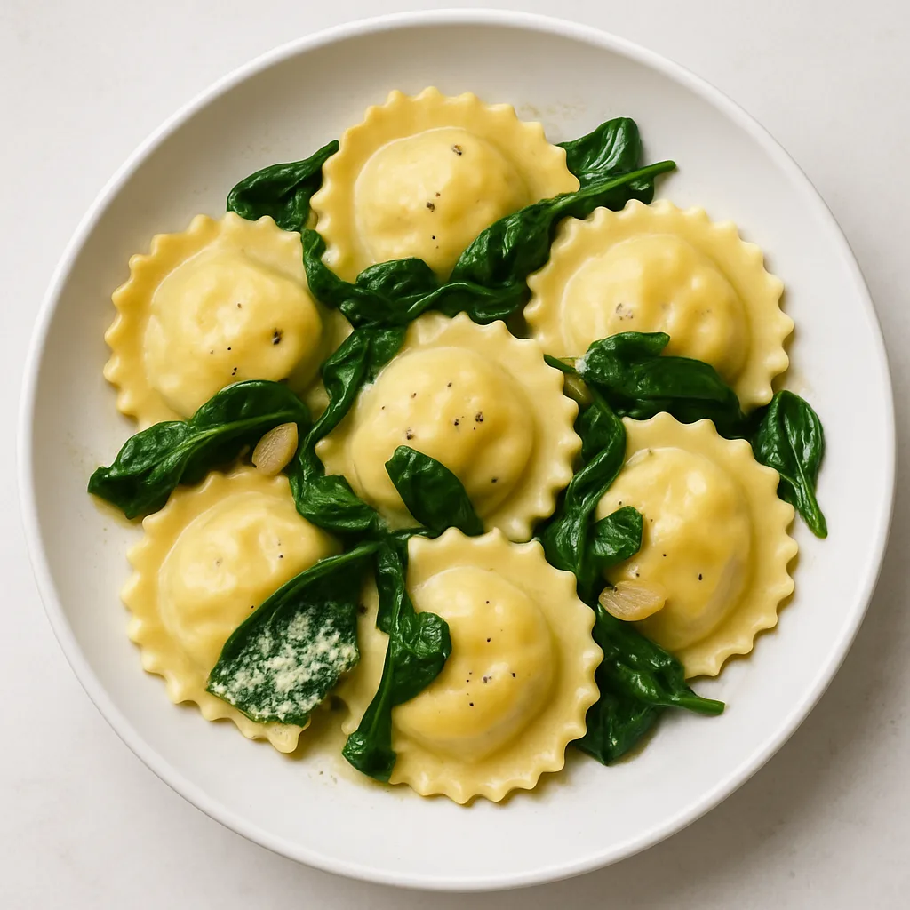 Silken Tofu Spinach Ravioli — plant-based or original dish photo