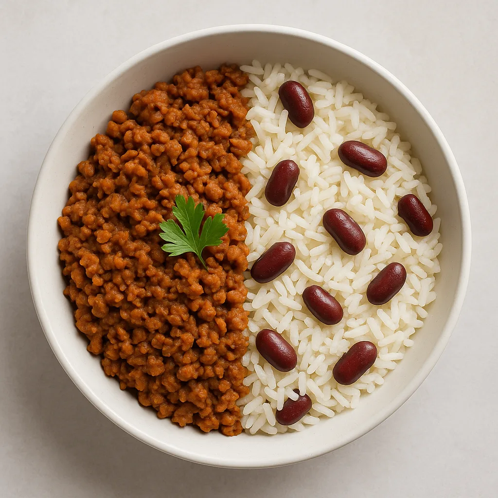 Soy Mince Rice And Peas — plant-based or original dish photo