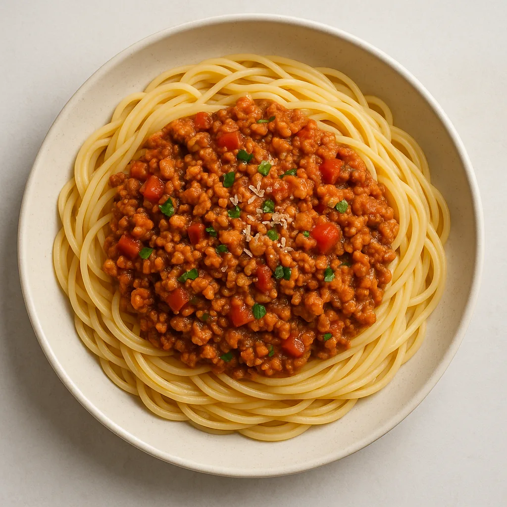Soy Mince Spaghetti Bolognese — plant-based or original dish photo