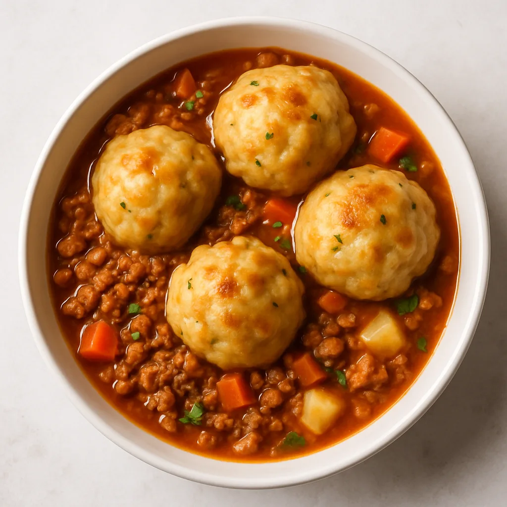 Soy Mince Stew And Dumplings — plant-based or original dish photo