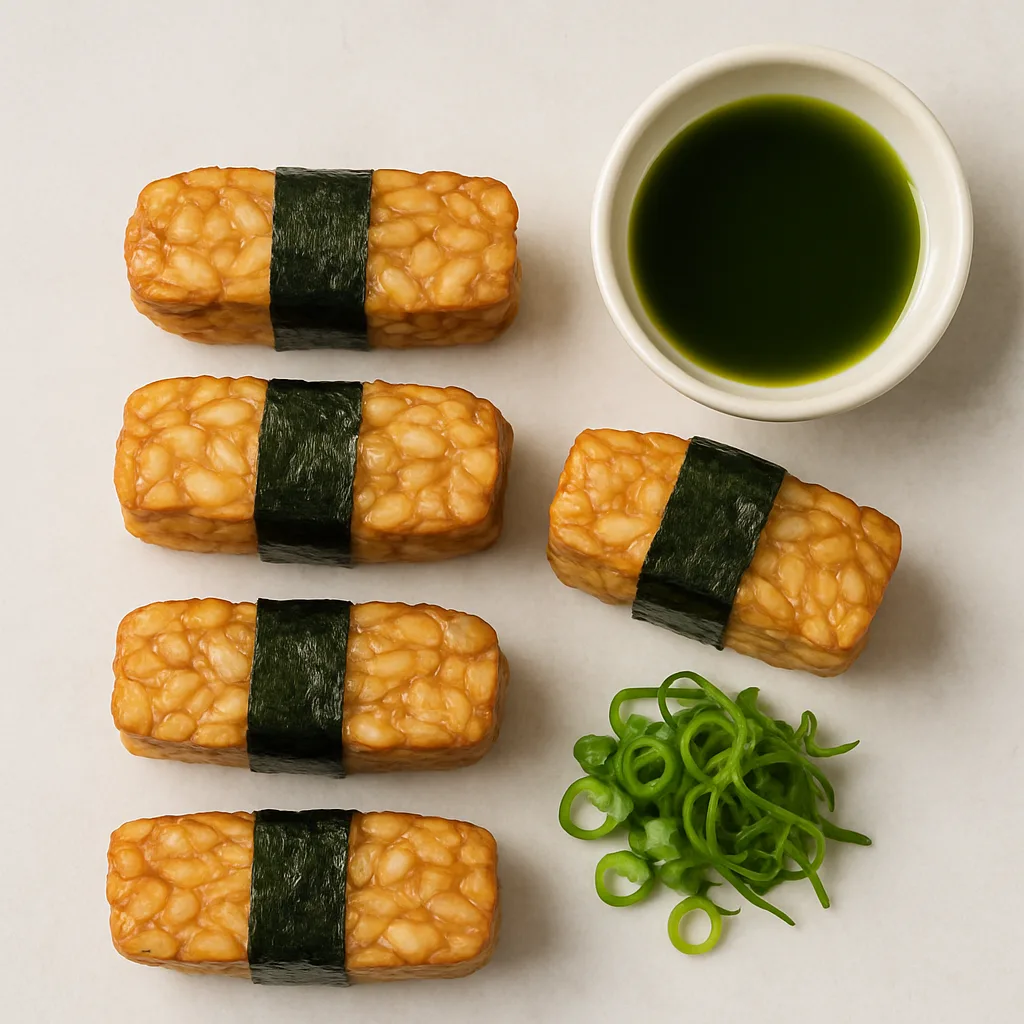 Tempeh With Algae Oil Nigiri Platter — plant-based or original dish photo