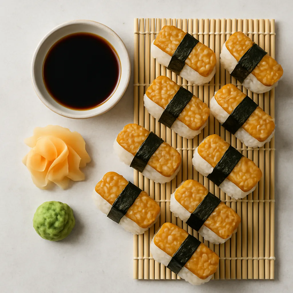 Tempeh With Algae Oil Sushi Platter — plant-based or original dish photo