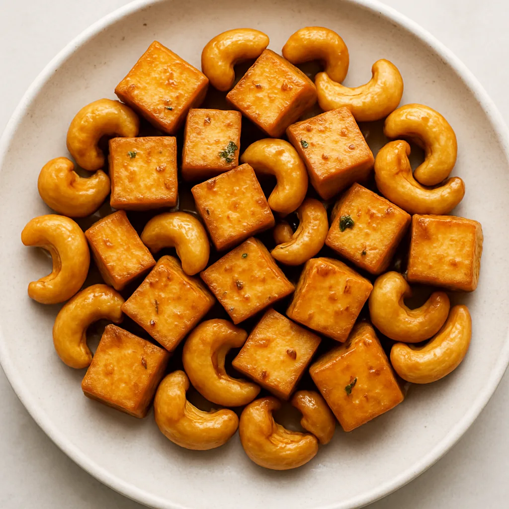 Extra-firm Tofu And Cashew Nuts — plant-based or original dish photo