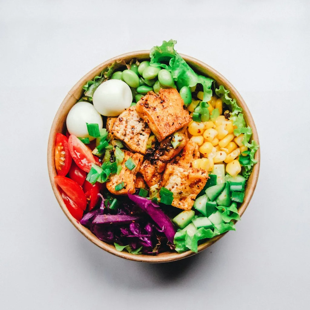 Extra-firm Tofu Caesar Salad With — plant-based or original dish photo