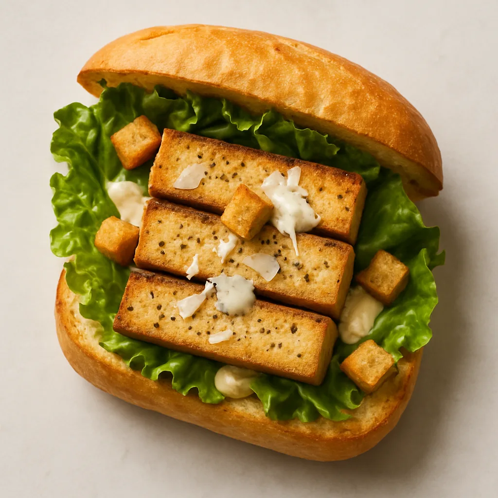 Extra-firm Tofu Caesar Sandwich — plant-based or original dish photo