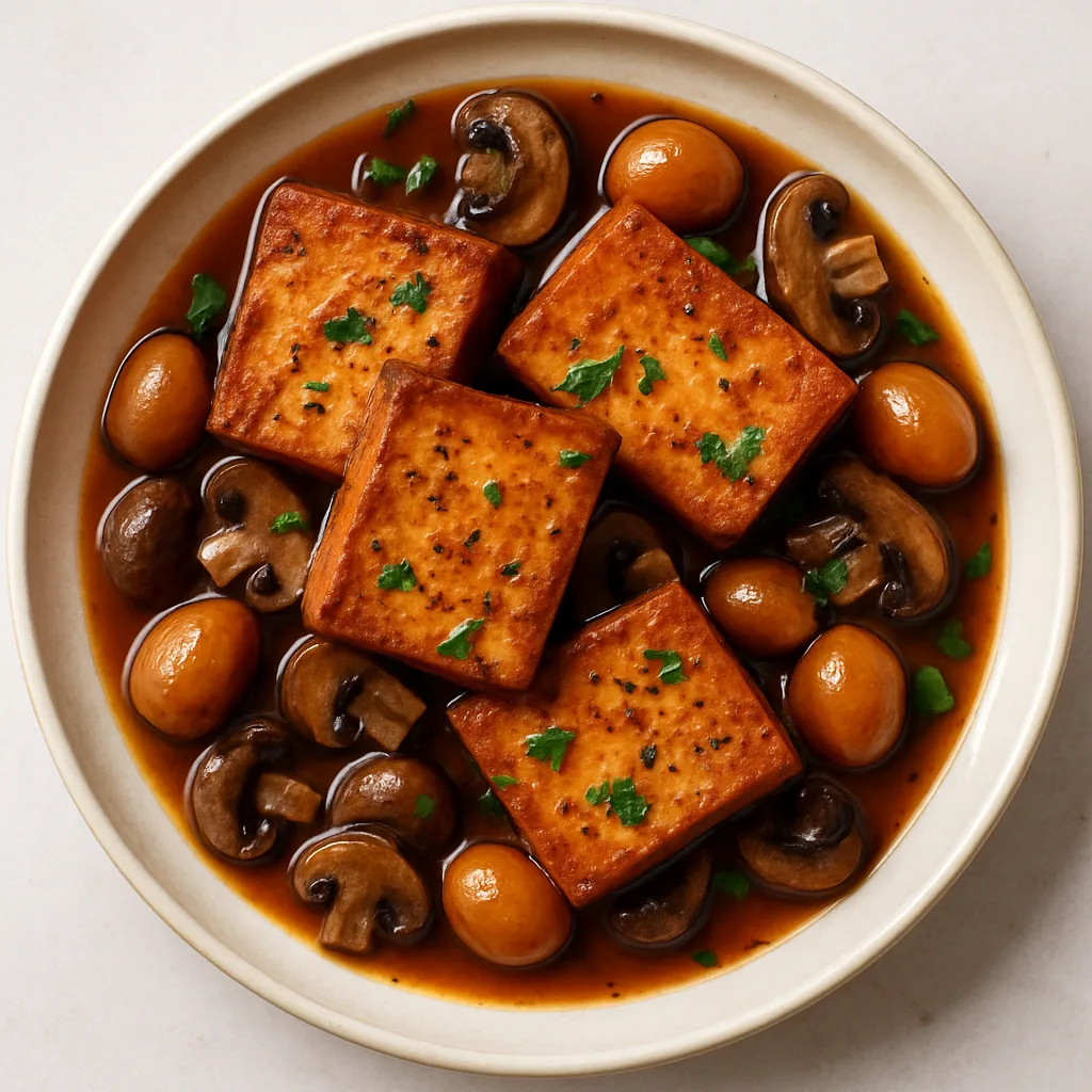 Extra-firm Tofu Coq Au Vin — plant-based or original dish photo