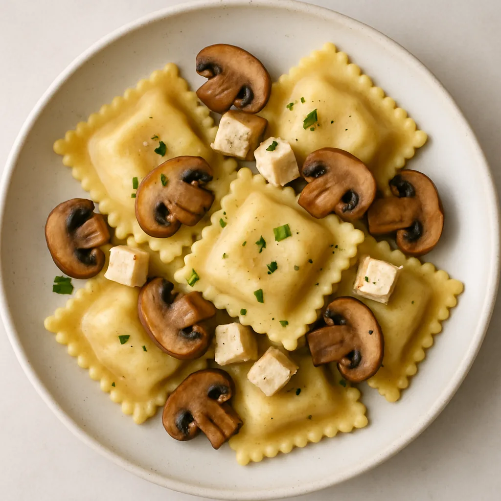 Tofu Mushroom Ravioli — plant-based or original dish photo