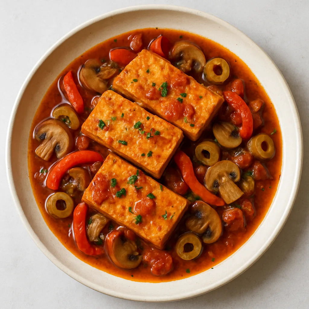 Extra-firm Tofu Pollo Alla Cacciatora — plant-based or original dish photo