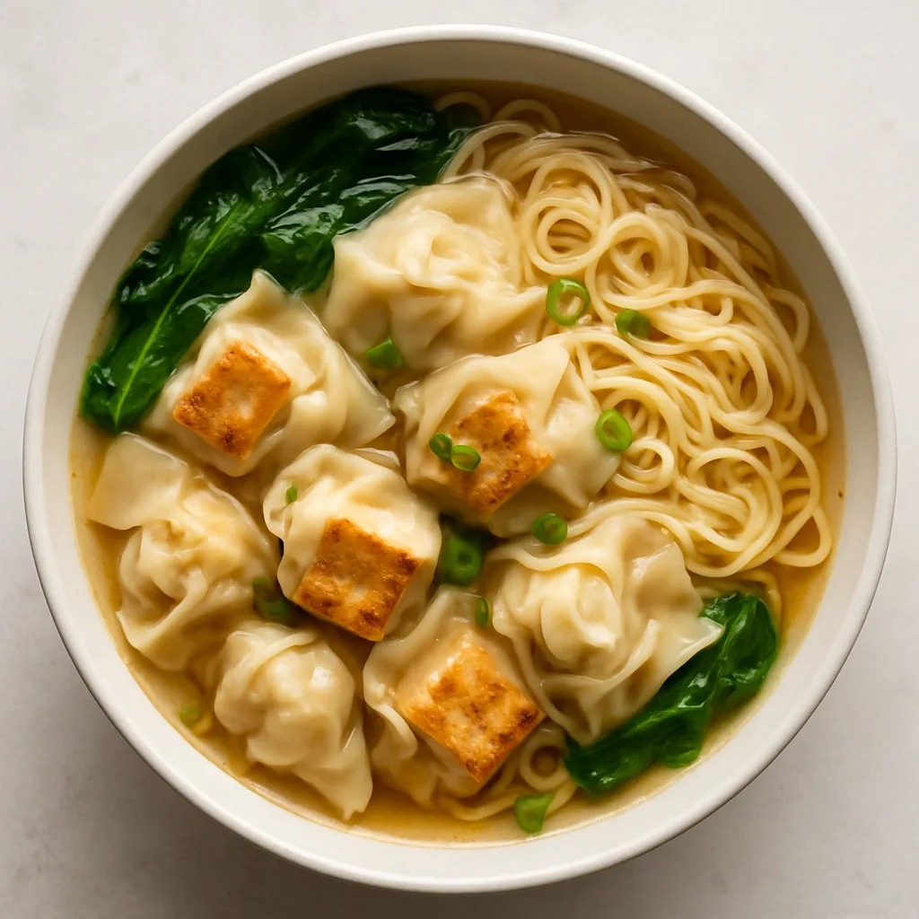 Tofu Wonton Noodle Soup — plant-based or original dish photo